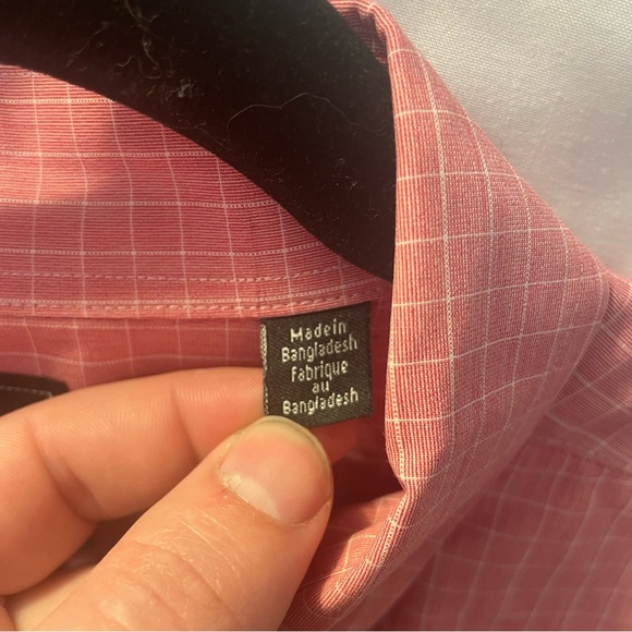U.S. Polo Assn. Mens Size 18/18.5 XXL Pink Checkered Button-Down Long Sleeve - Picture 11 of 12